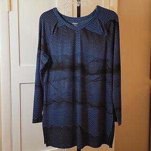 Soma NWOT Blue & Black Long Sleeve Tunic, Loungewear Activewear Jersey Top